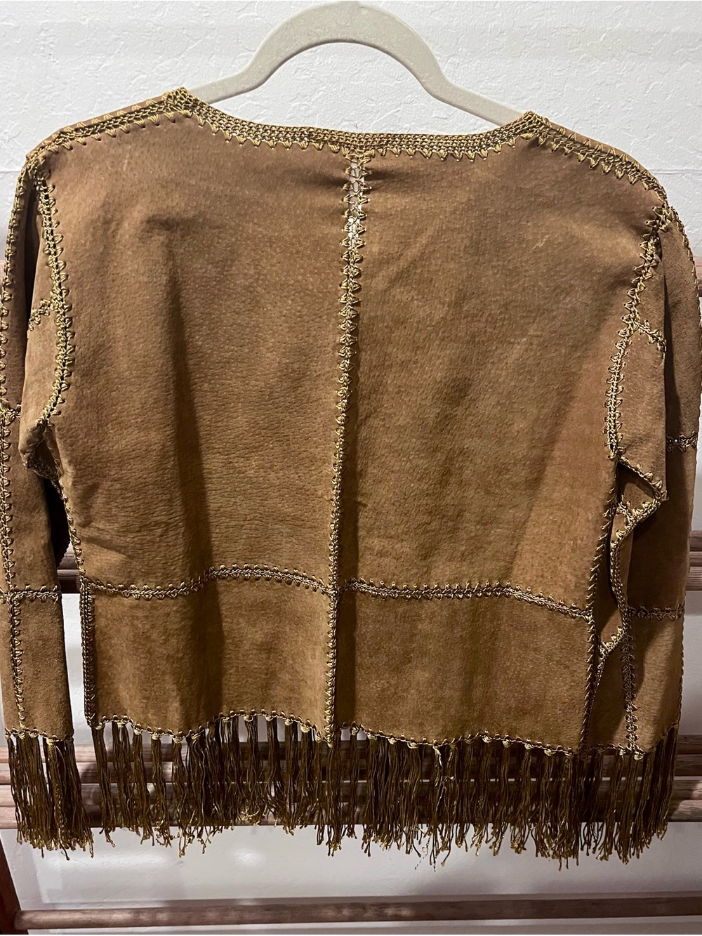 Vintage-Inspired Fringe Suede Jacket - Brown - Picture 9 of 9